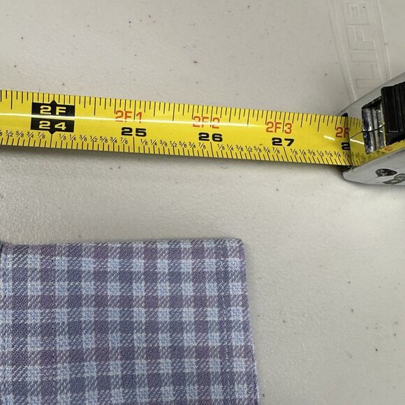 David Donahue Dress Shirt Sz 17.5 XL Fusion Gingham Check Button Up Linen Blend - Picture 7 of 11